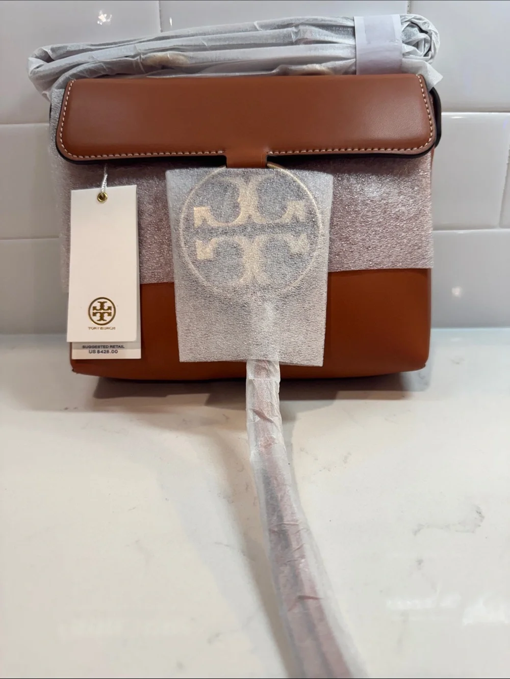 Tory Burch Leather Convertible Crossbody in aged camello - Picture 3 of 7